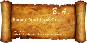 Bondy Apollinár névjegykártya